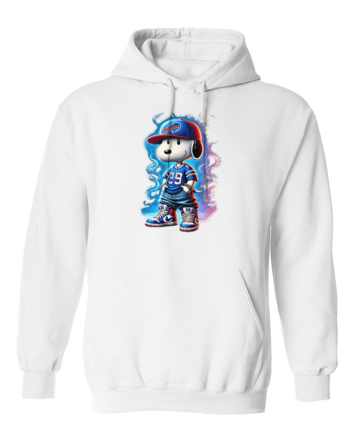 Snoopy Football Design — white hoodie mockup