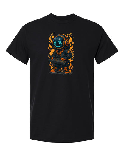 Neon DJ Bear Design — black t-shirt mockup