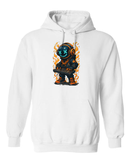 Neon DJ Bear Design — white hoodie mockup