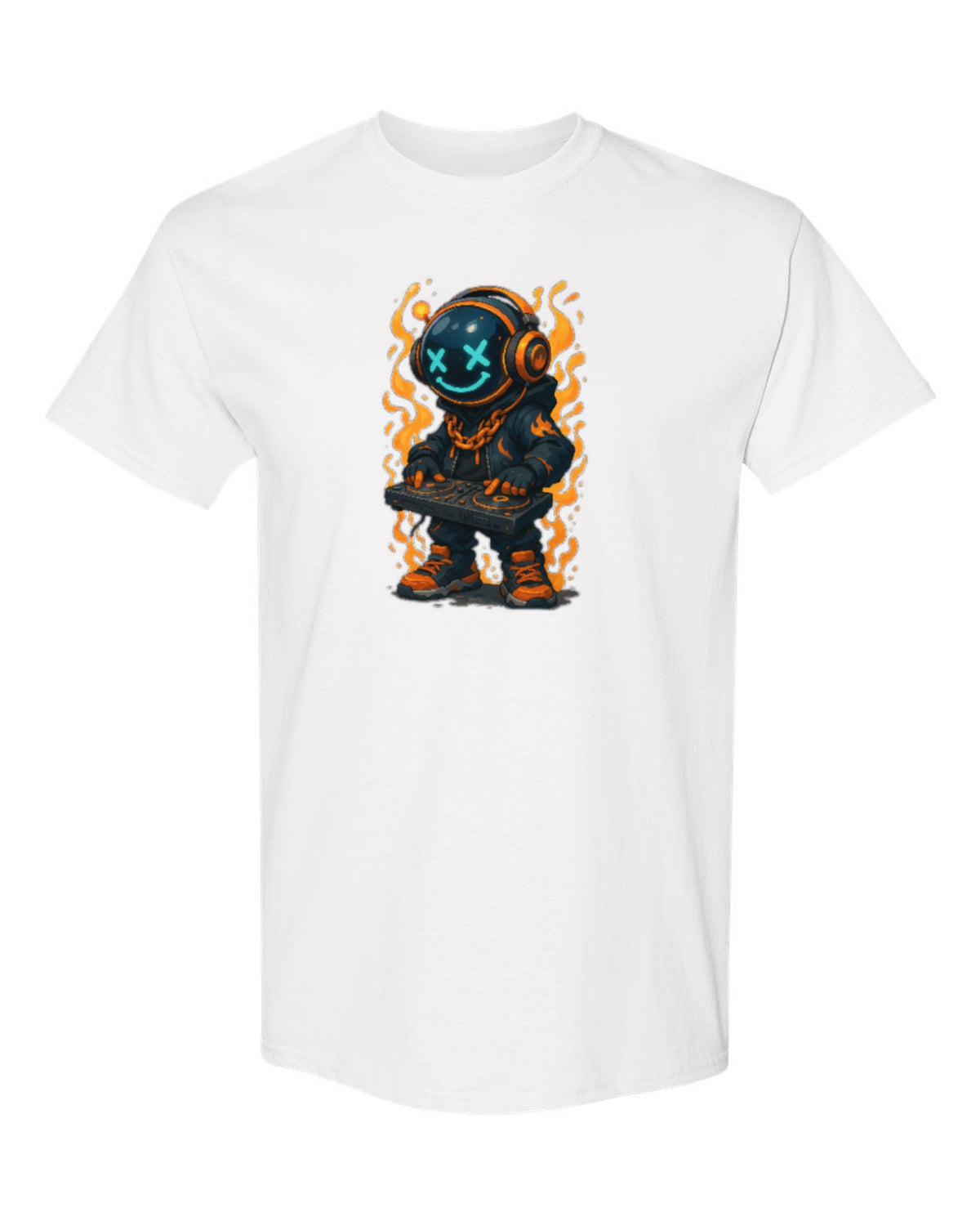 Neon DJ Bear Design — white t-shirt mockup