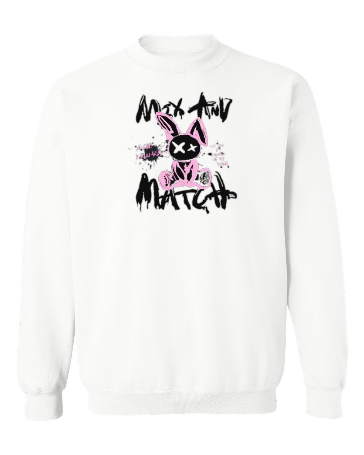 Mix and Match Bunny Design — white crewneck mockup