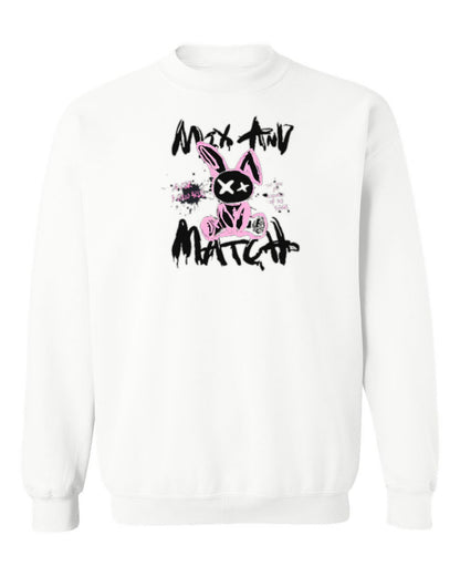 Mix and Match Bunny Design — white crewneck mockup