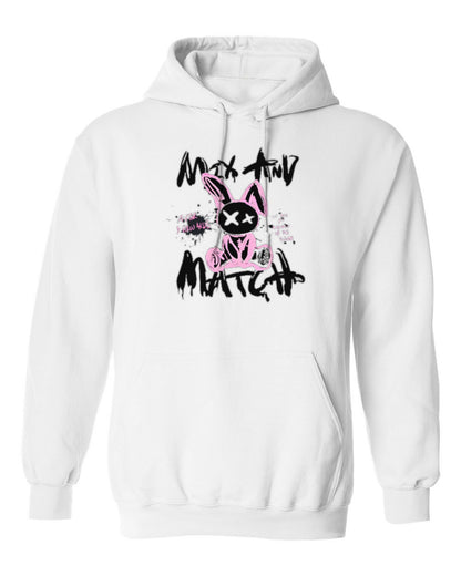 Mix and Match Bunny Design — white hoodie mockup