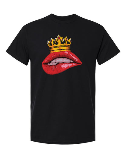 Crowned Lips Design — black t-shirt mockup