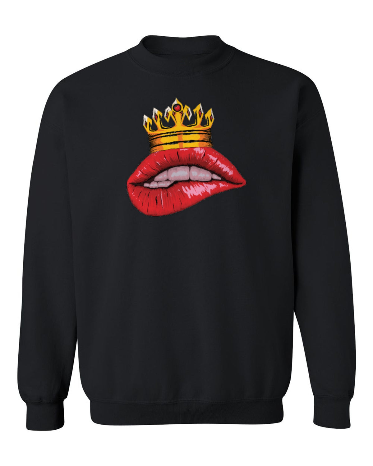 Crowned Lips Design — black crewneck mockup