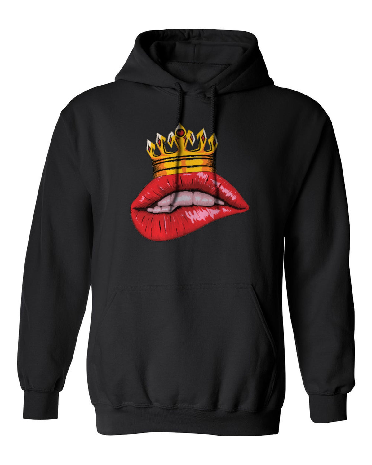 Crowned Lips Design — black hoodie mockup