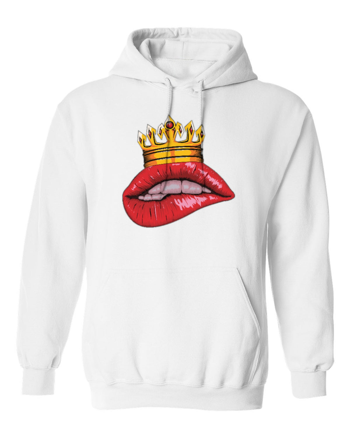 Crowned Lips Design — white hoodie mockup