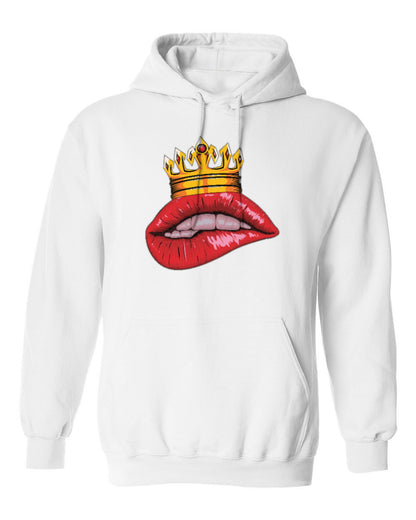 Crowned Lips Design — white hoodie mockup