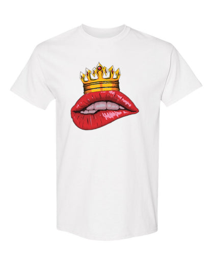 Crowned Lips Design — white t-shirt mockup