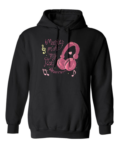 Music Makes My Day Design — black hoodie mockup