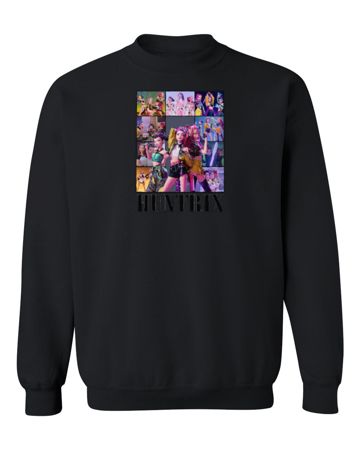 Huntrix Photo Collage Design — black crewneck mockup