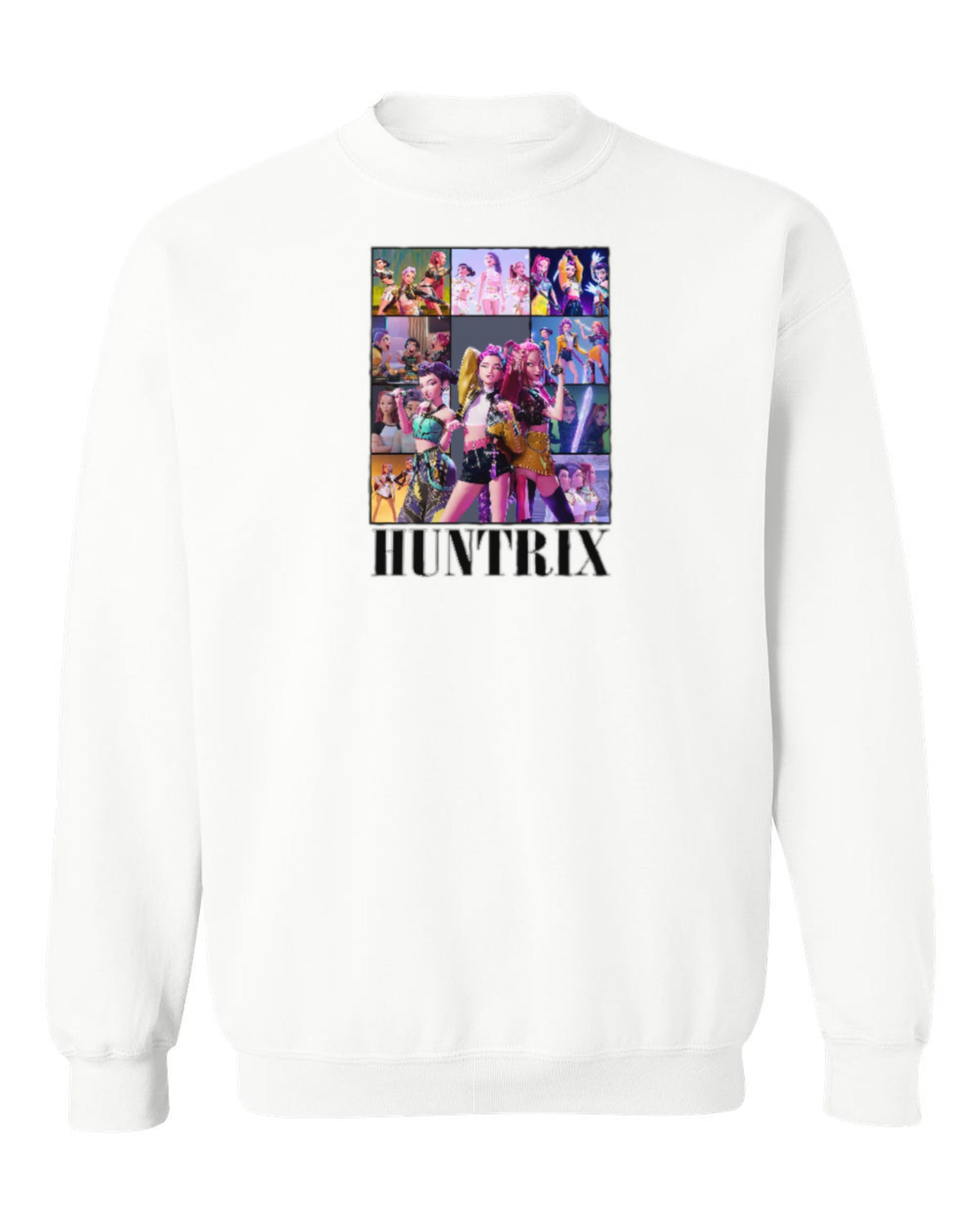 Huntrix Photo Collage Design — white crewneck mockup