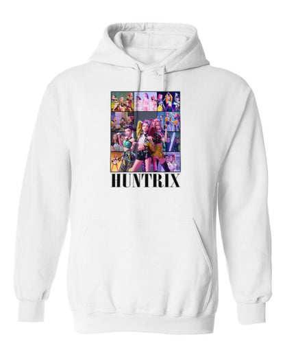 Huntrix Photo Collage Design — white hoodie mockup