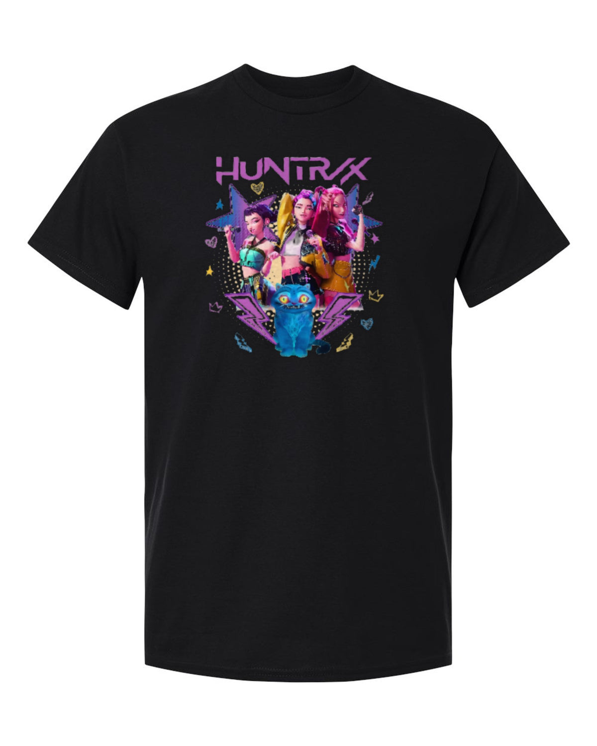 Huntrix K-Pop Design — black t-shirt mockup