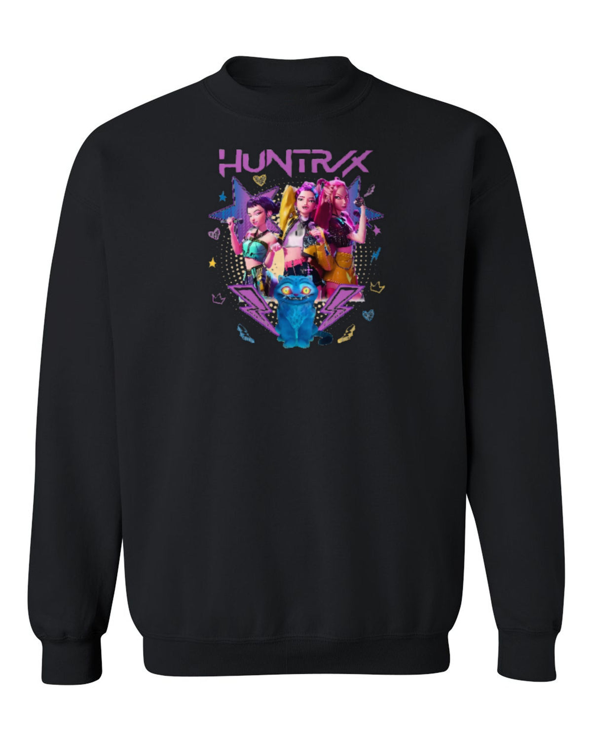 Huntrix K-Pop Design — black crewneck mockup