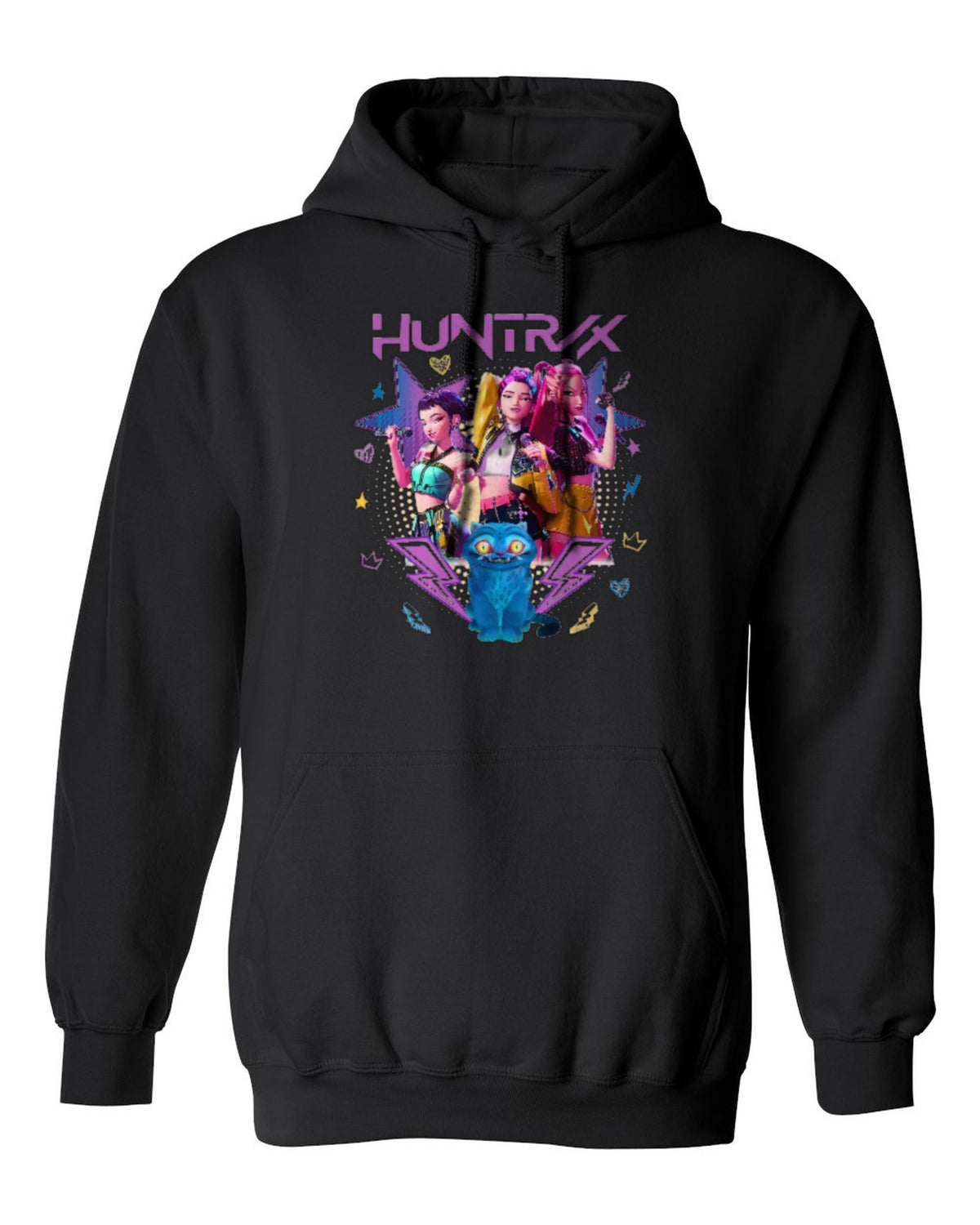 Huntrix K-Pop Design — black hoodie mockup