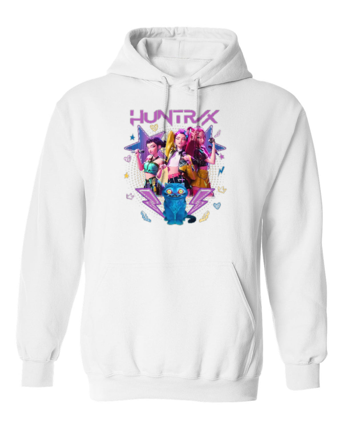 Huntrix K-Pop Design — white hoodie mockup