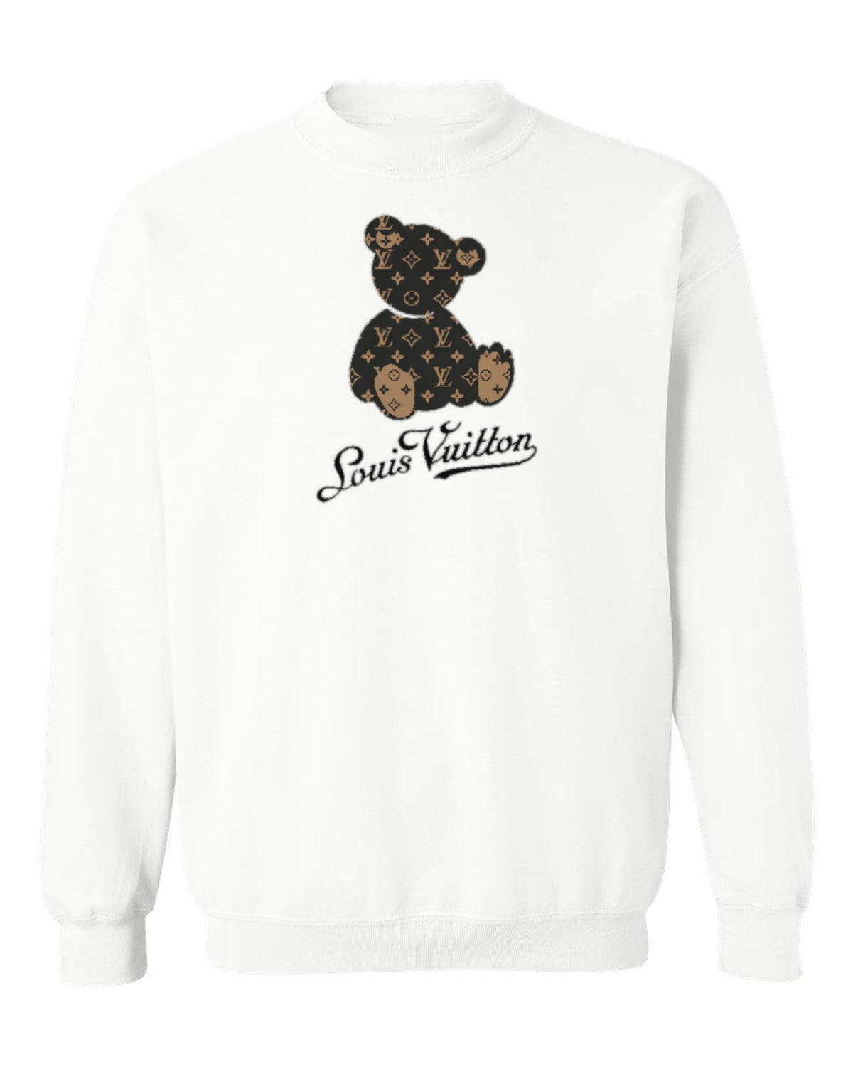 Louis Vuitton Teddy Bear Design — white crewneck mockup