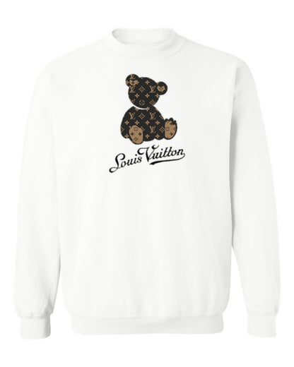 Louis Vuitton Teddy Bear Design — white crewneck mockup