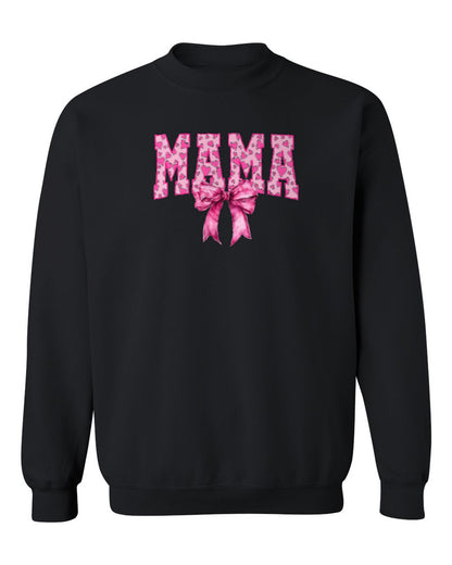 Pink Bow Mama Design — black crewneck mockup