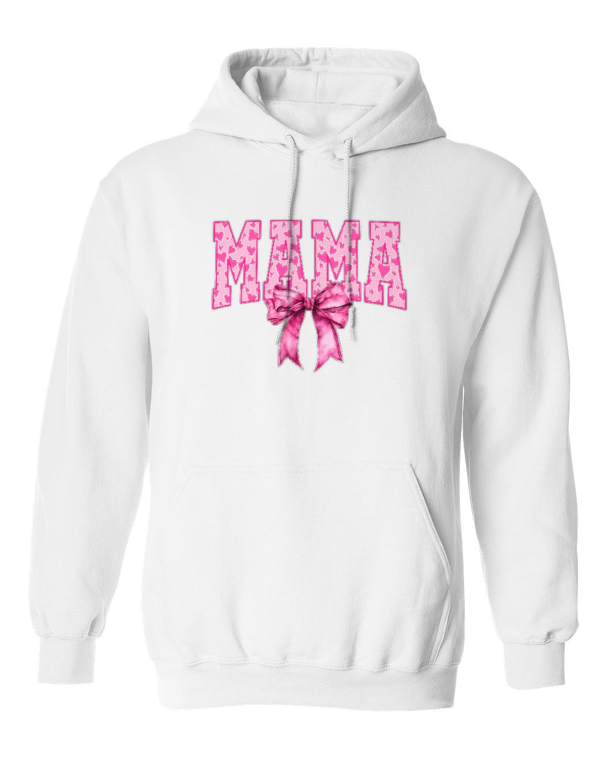 Pink Bow Mama Design — white hoodie mockup
