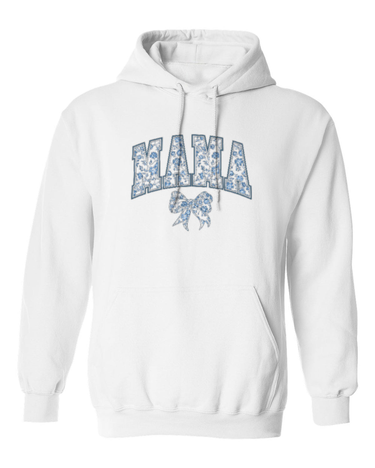 Blue Floral Mama Design — white hoodie mockup