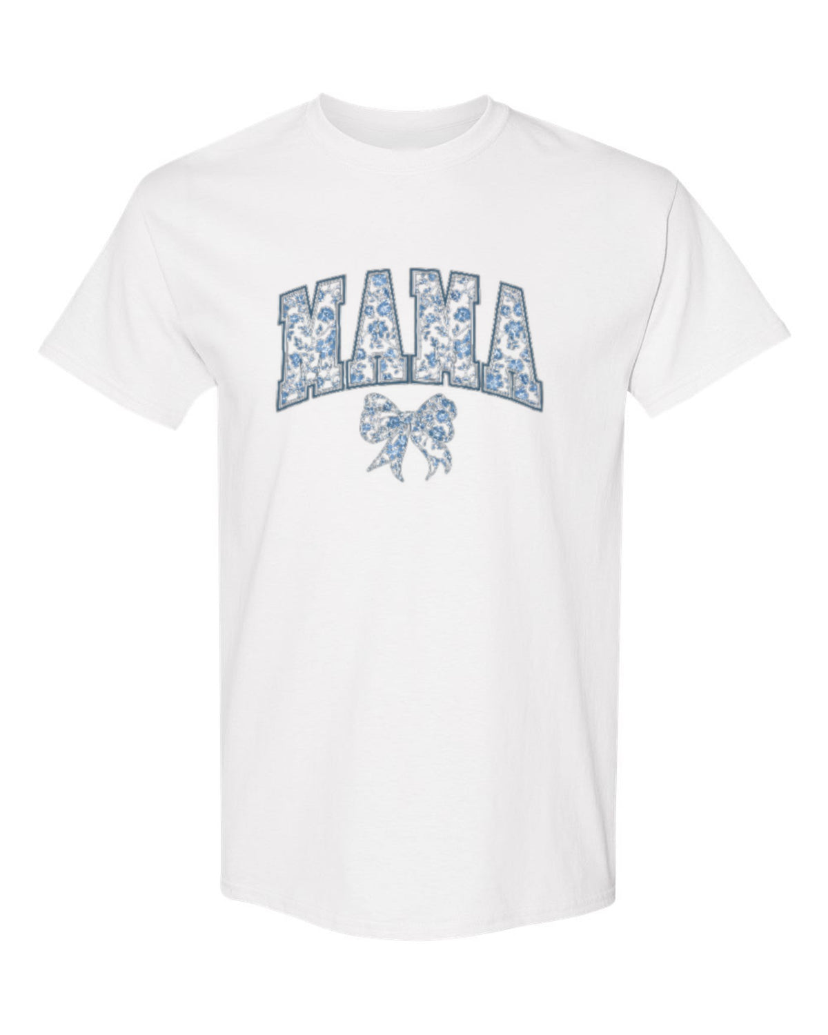 Blue Floral Mama Design — white t-shirt mockup