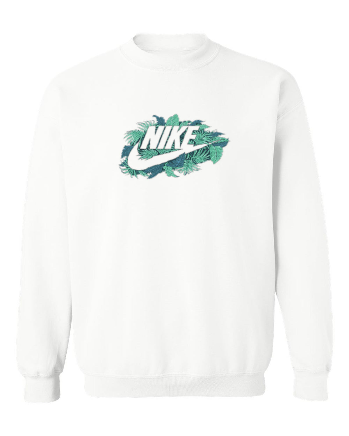 Nike Tropical Logo Design — white crewneck mockup