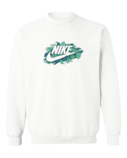 Nike Tropical Logo Design — white crewneck mockup
