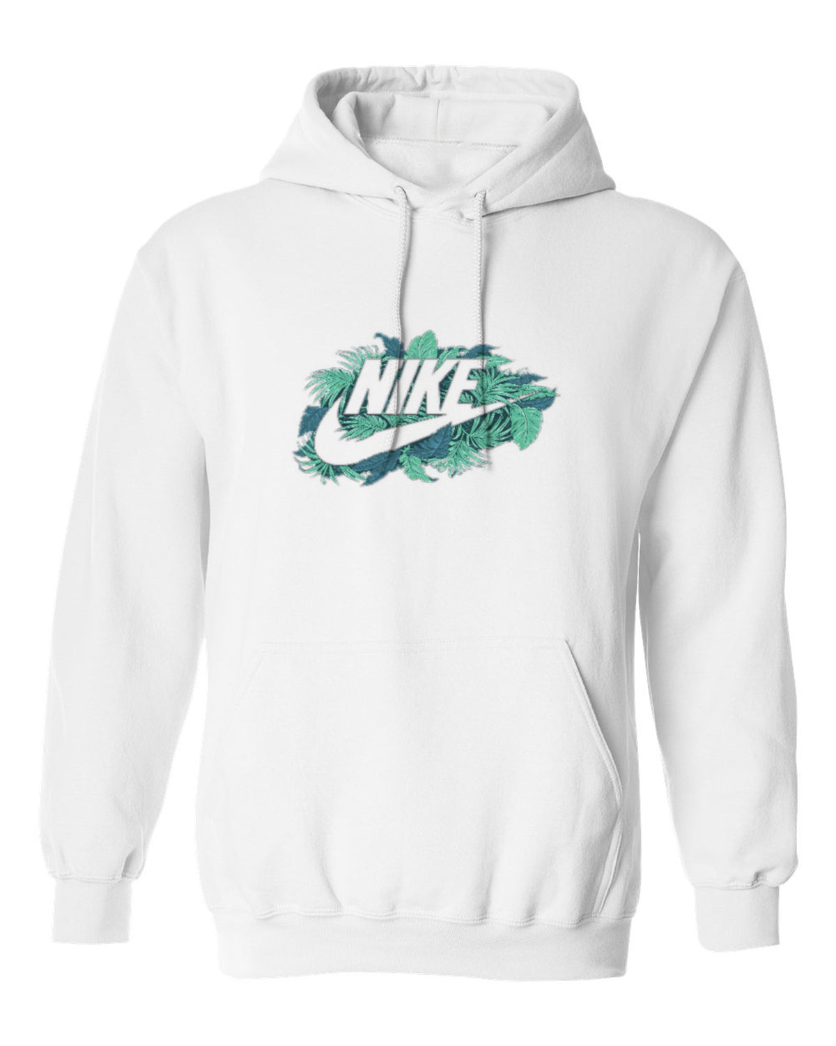 Nike Tropical Logo Design — white hoodie mockup