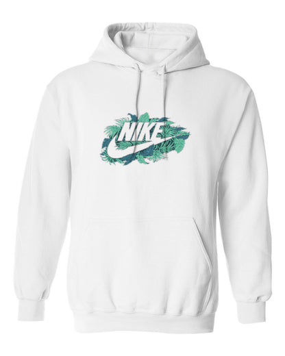 Nike Tropical Logo Design — white hoodie mockup