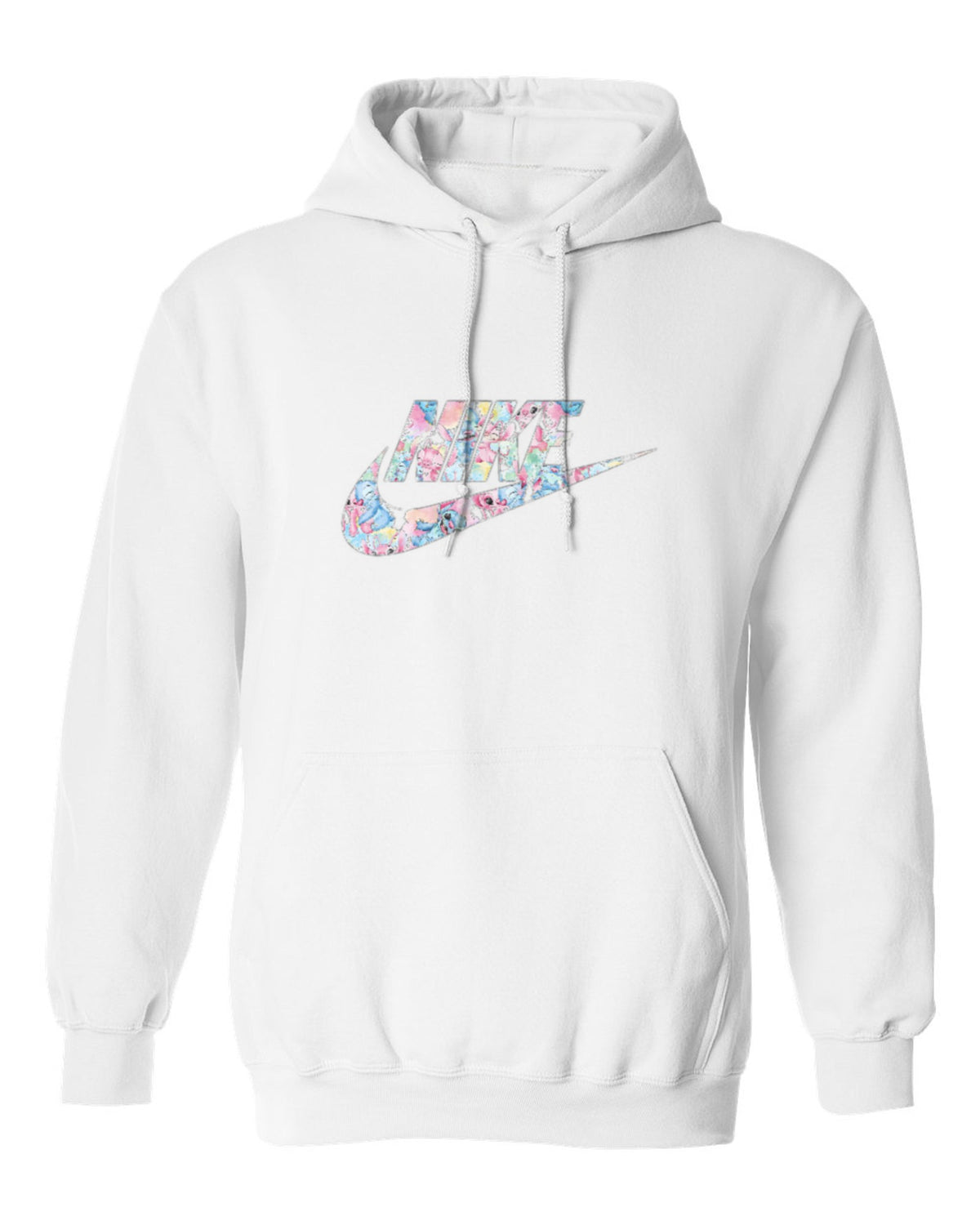 Nike Floral Swoosh Design — white hoodie mockup