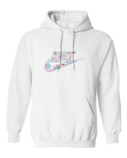 Nike Floral Swoosh Design — white hoodie mockup