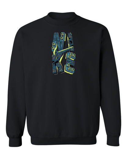 Nike Vertical Graffiti Design — black crewneck mockup
