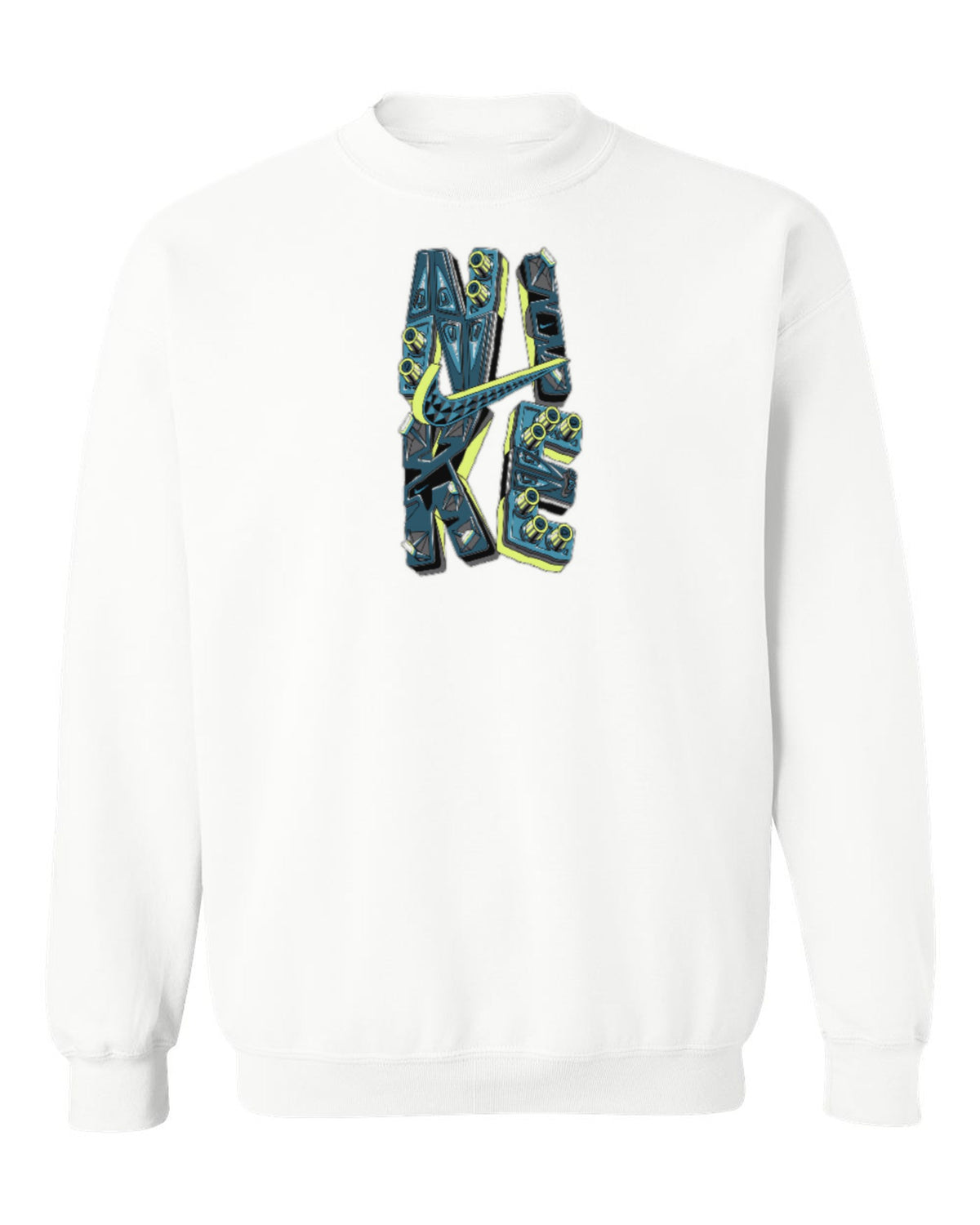 Nike Vertical Graffiti Design — white crewneck mockup