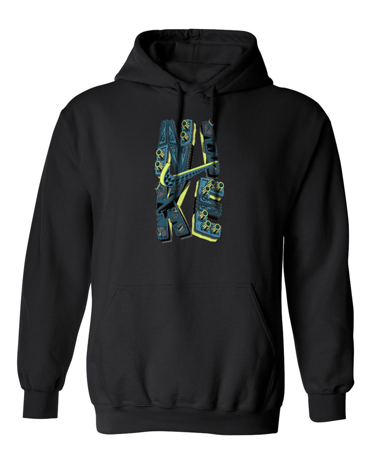 Nike Vertical Graffiti Design — black hoodie mockup