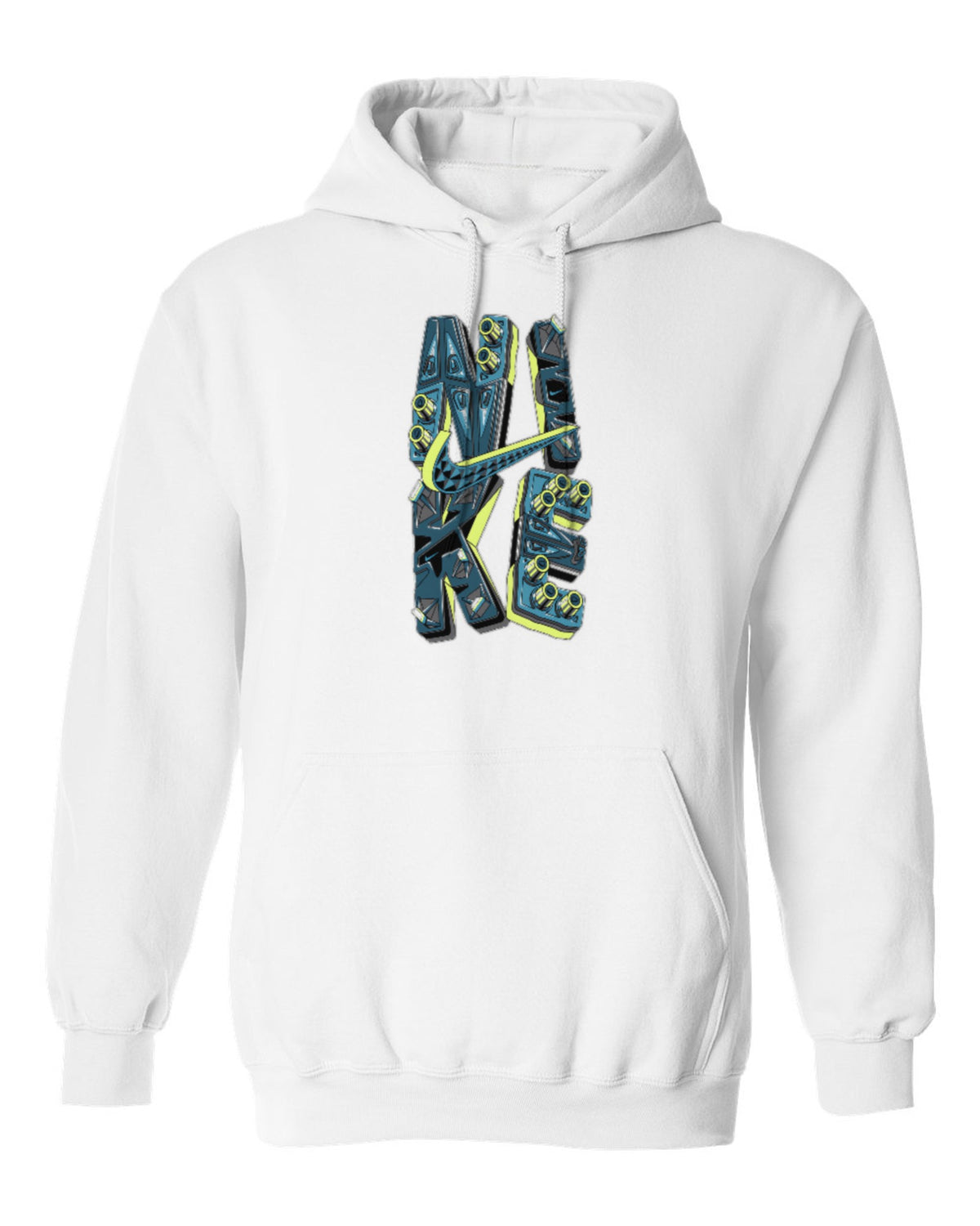 Nike Vertical Graffiti Design — white hoodie mockup