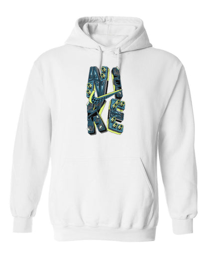 Nike Vertical Graffiti Design — white hoodie mockup