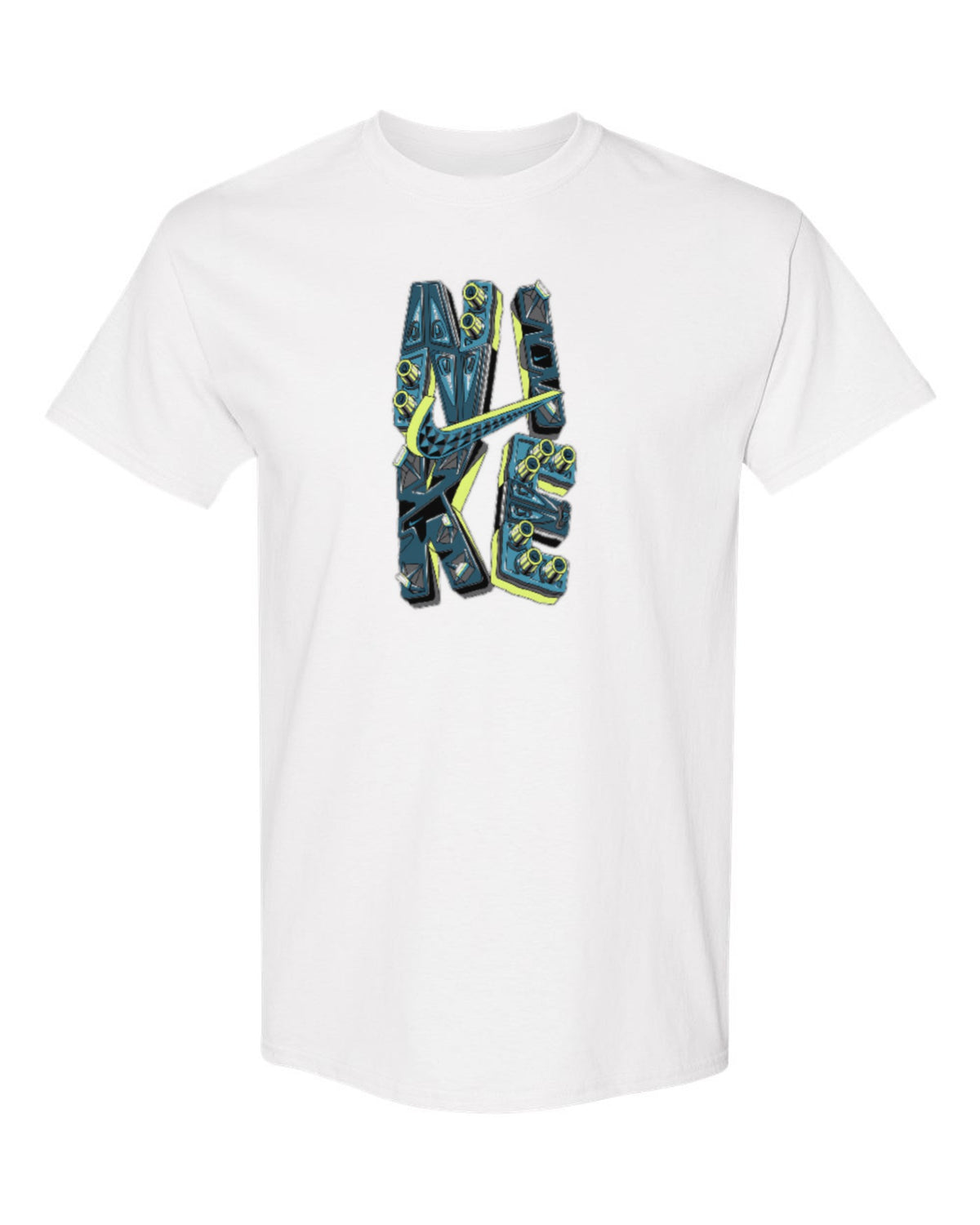 Nike Vertical Graffiti Design — white t-shirt mockup
