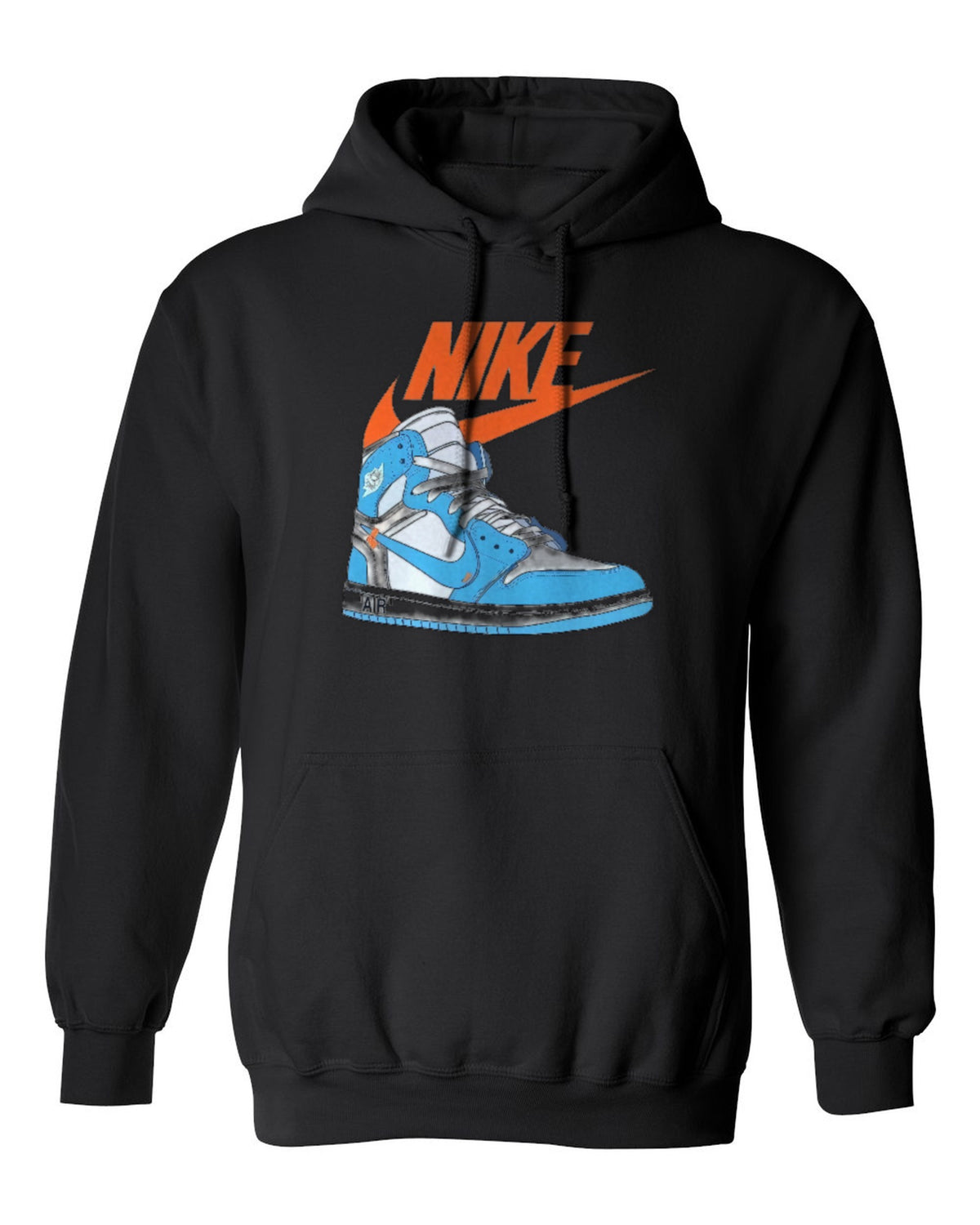 Nike Blue Sneaker Design — black hoodie mockup