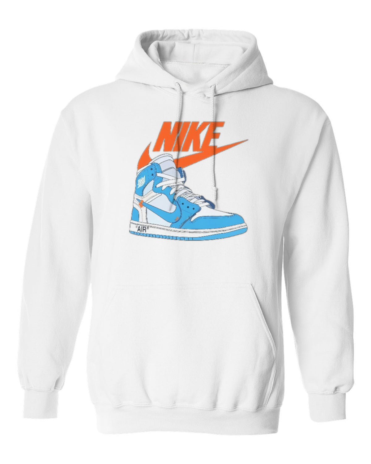 Nike Blue Sneaker Design — white hoodie mockup