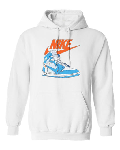 Nike Blue Sneaker Design — white hoodie mockup