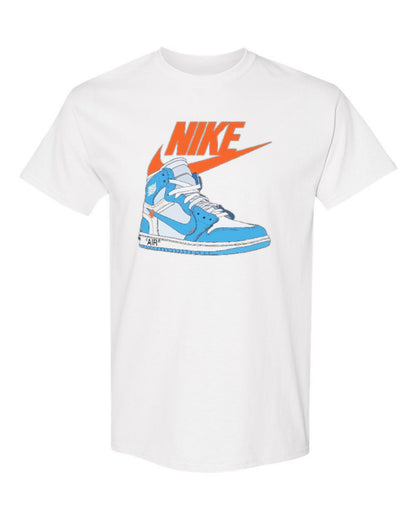 Nike Blue Sneaker Design — white t-shirt mockup