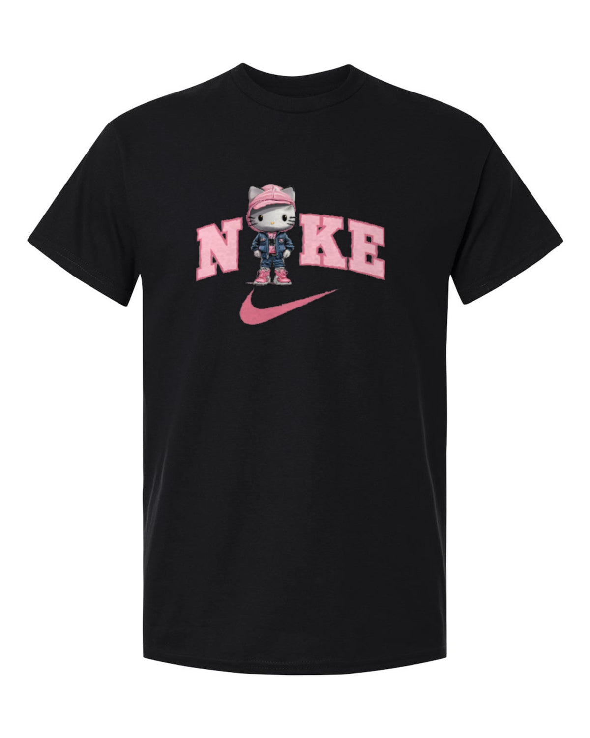 Nike Hello Kitty Design — black t-shirt mockup