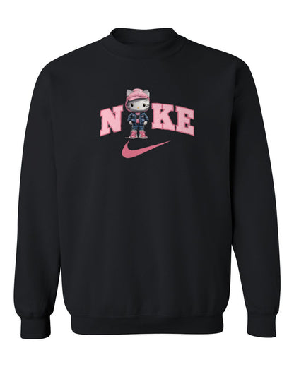 Nike Hello Kitty Design — black crewneck mockup