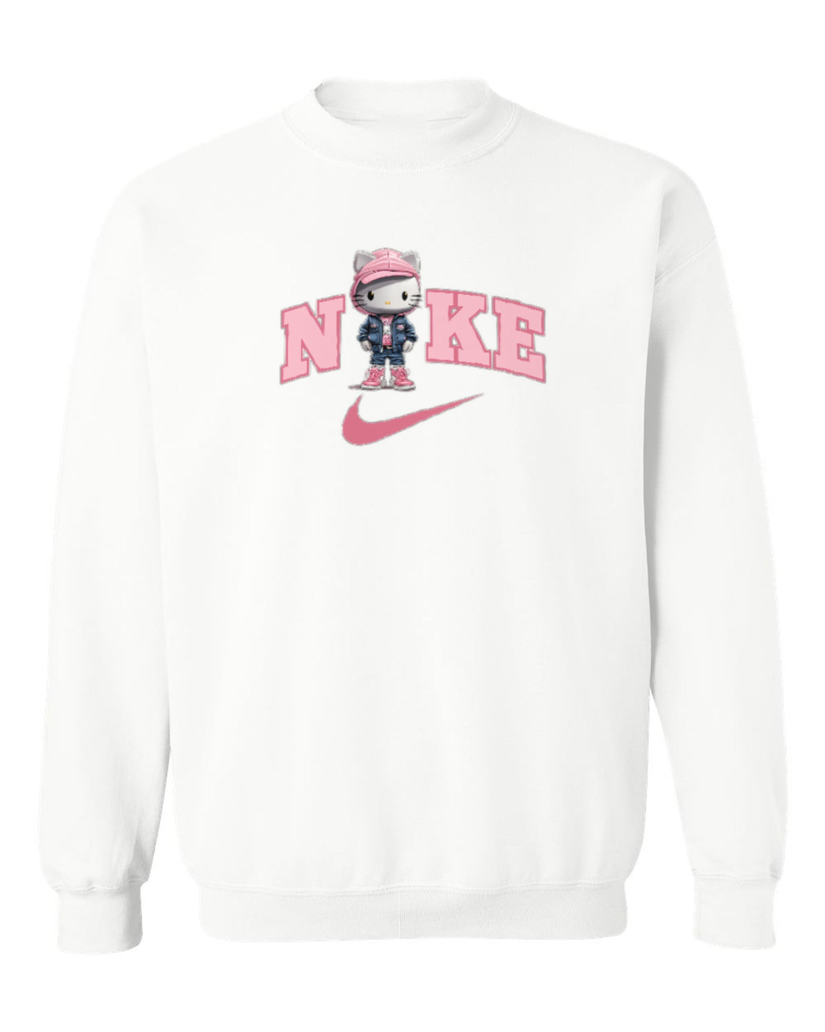 Nike Hello Kitty Design — white crewneck mockup