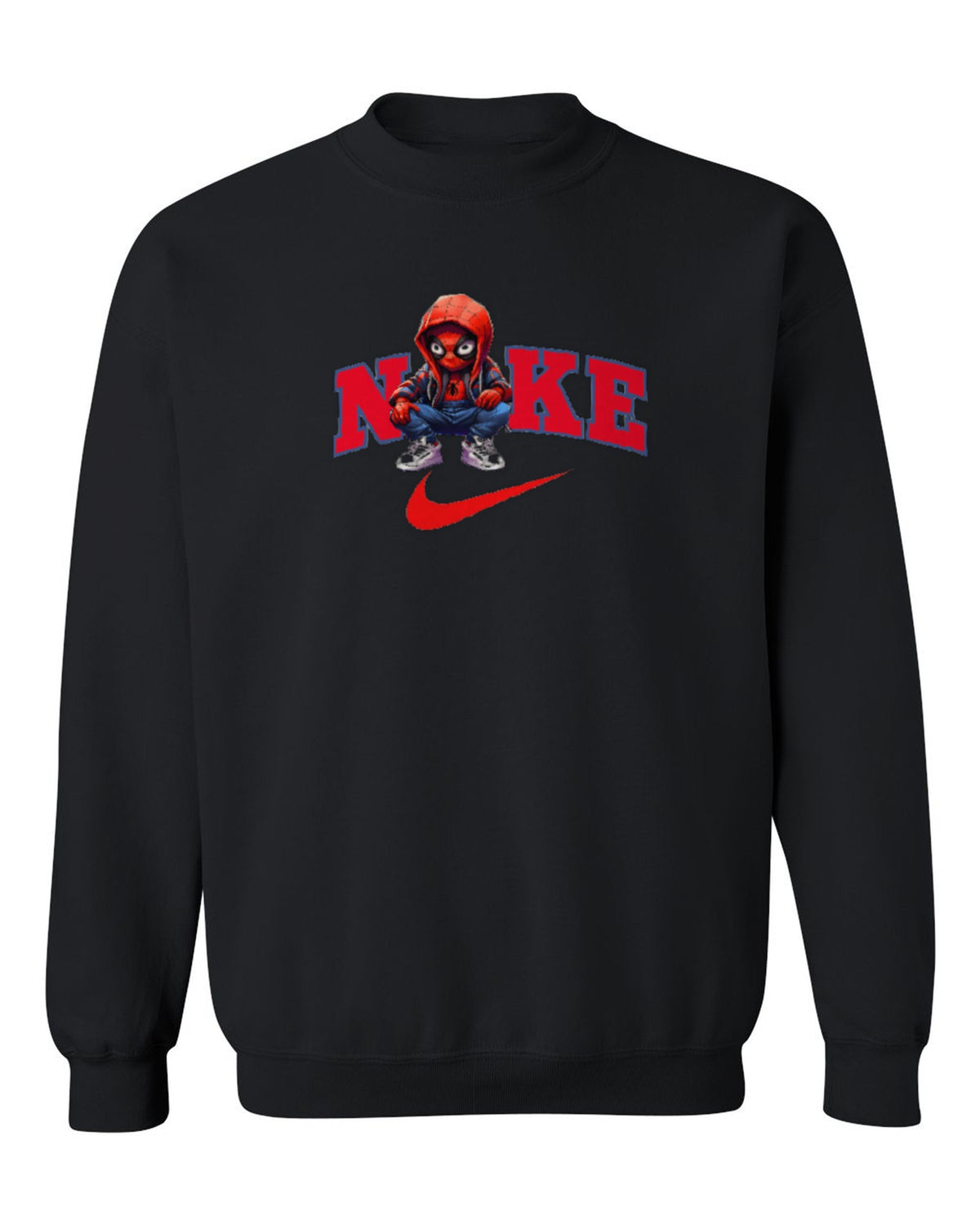 Nike Spider-Man Design — black crewneck mockup