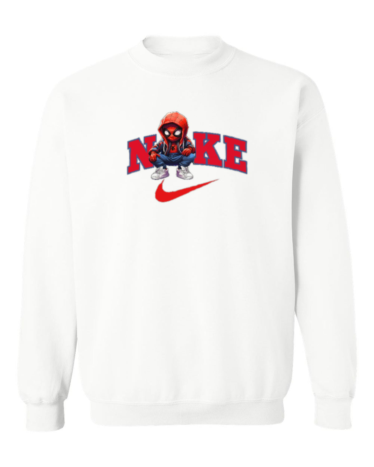 Nike Spider-Man Design — white crewneck mockup