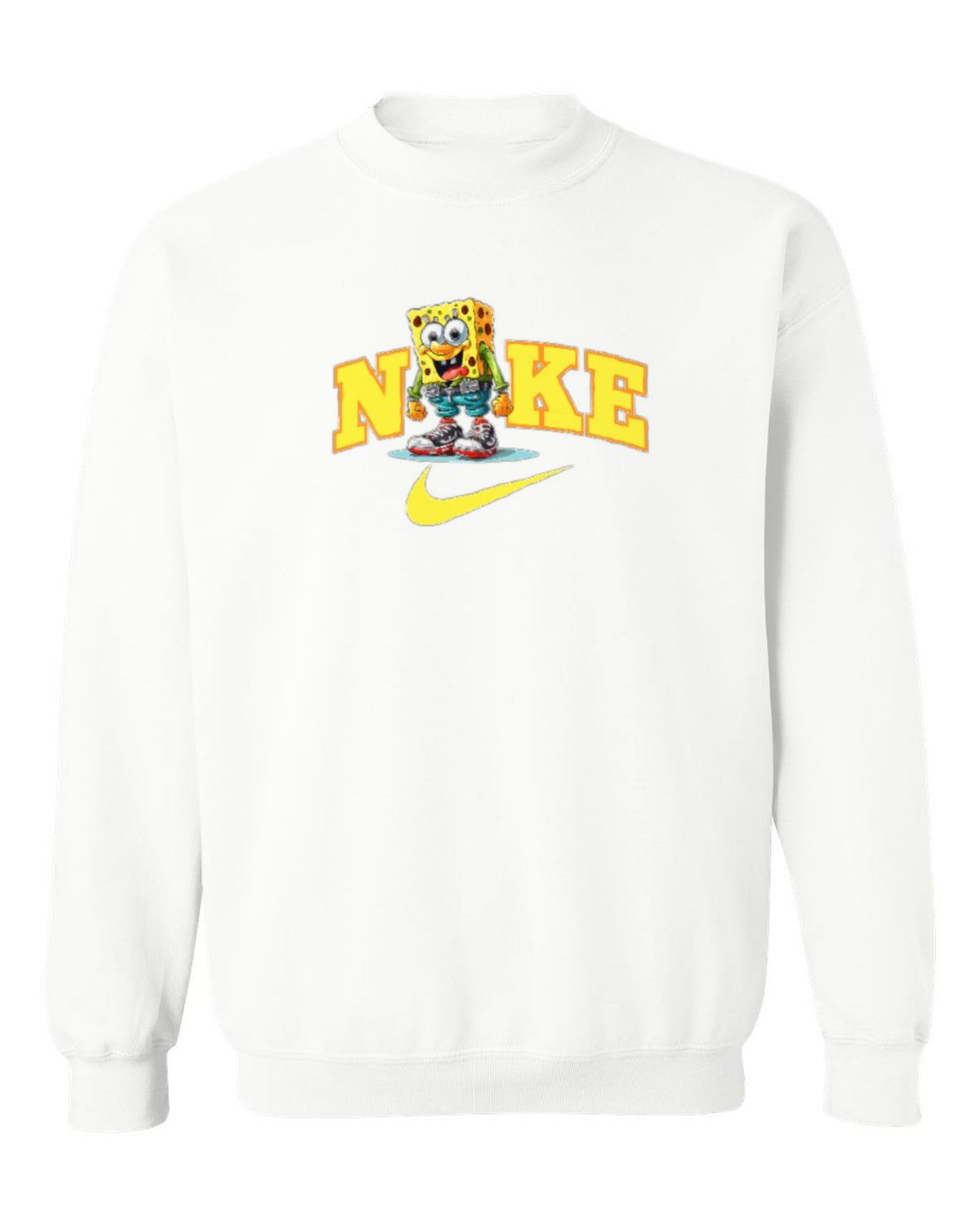 Nike SpongeBob Design — white crewneck mockup