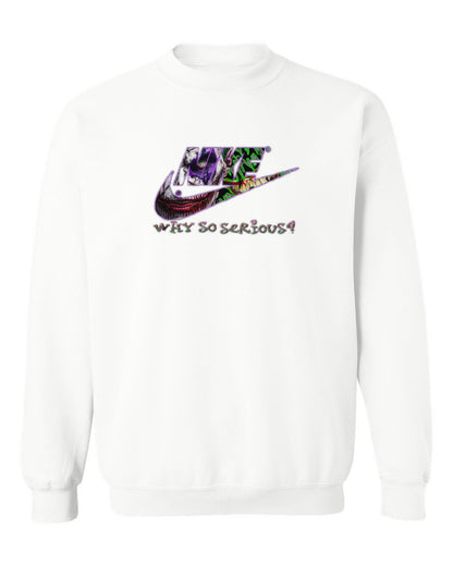 Nike Joker Why So Serious Design — white crewneck mockup